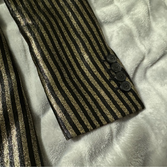 The Kooples Gold Striped Women’s Two Button Blazer Size 38 - Picture 6 of 12